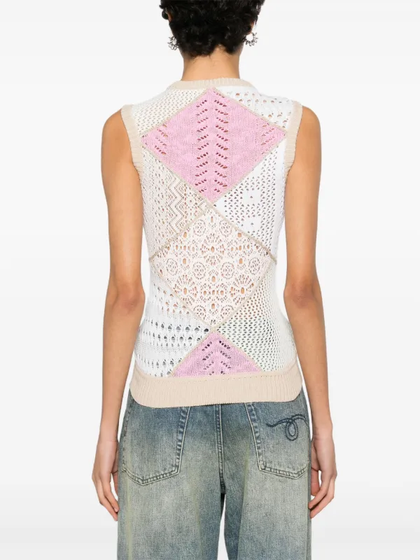 Marine Serre Regenerated crochet-knit Top | Neutrals | FARFETCH