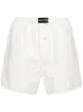 Marine Serre logo-patch crochet-panels shorts - White
