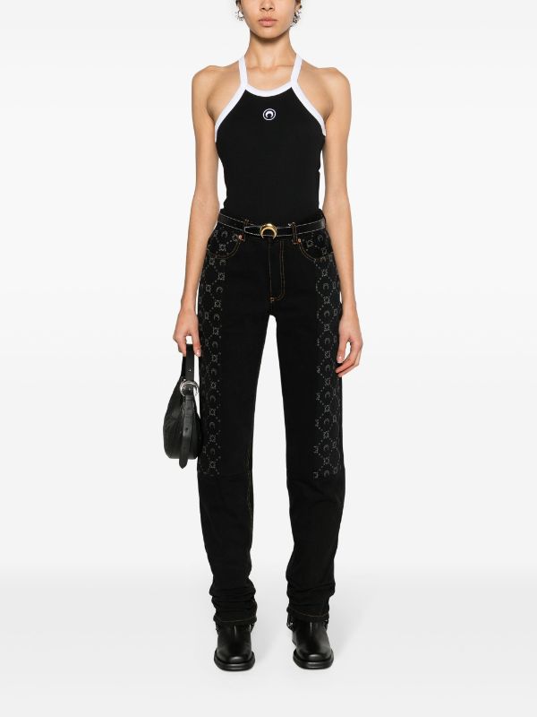 Marine Serre Crescent Moon embroidered-logo Tank Top - Farfetch