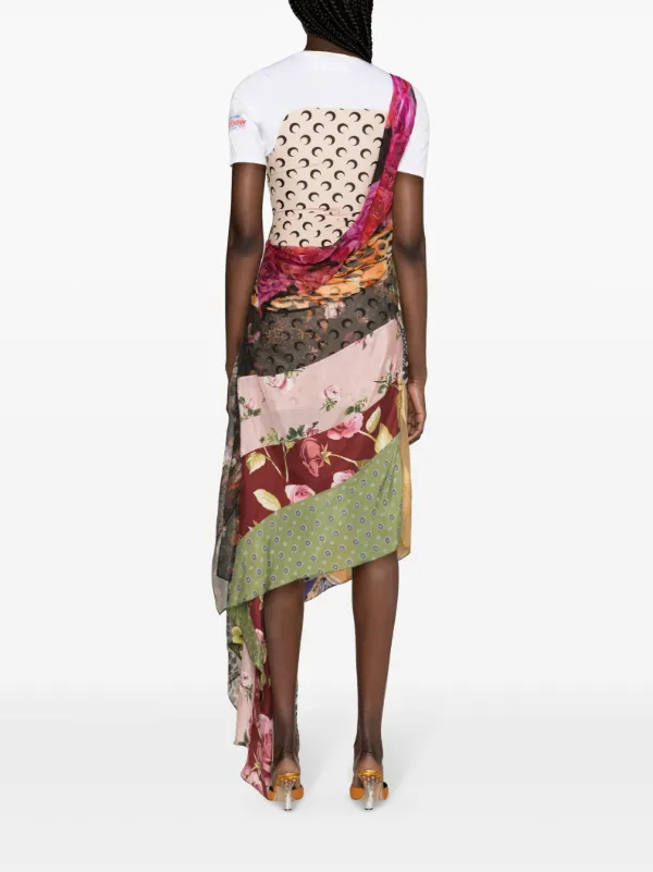 ワンピース MARINE SERRE Regenerated Scarves dress Regenerated Silk Scarves Long Fitted Dress • Marine Serre