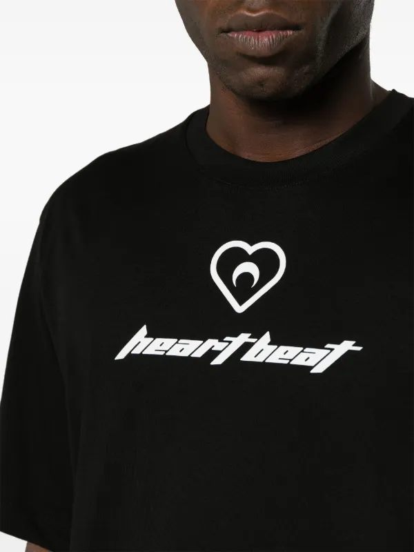 関税送料込み【MARINE SERRE】ハート HEART BEAT Tシャツ Marine Serre Heart Beat Tシャツ | ブラック | FARFETCH JP