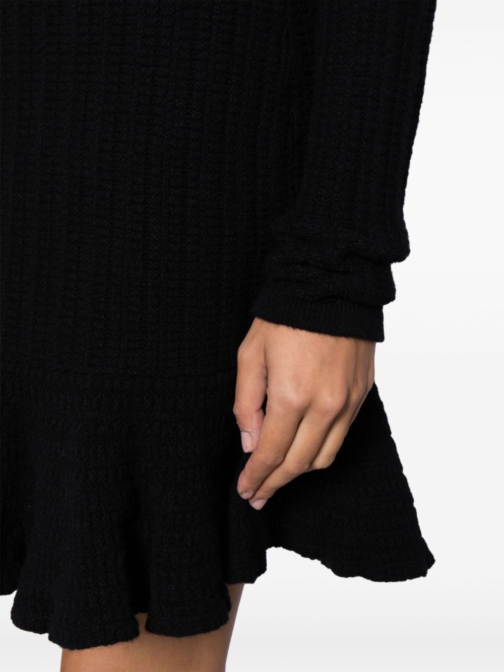Shop Blumarine Square-neck Wool Minidress In Black