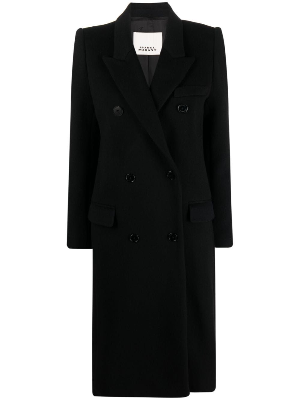 Shop Isabel Marant Enarryli Wool-blend Long Coat In Black