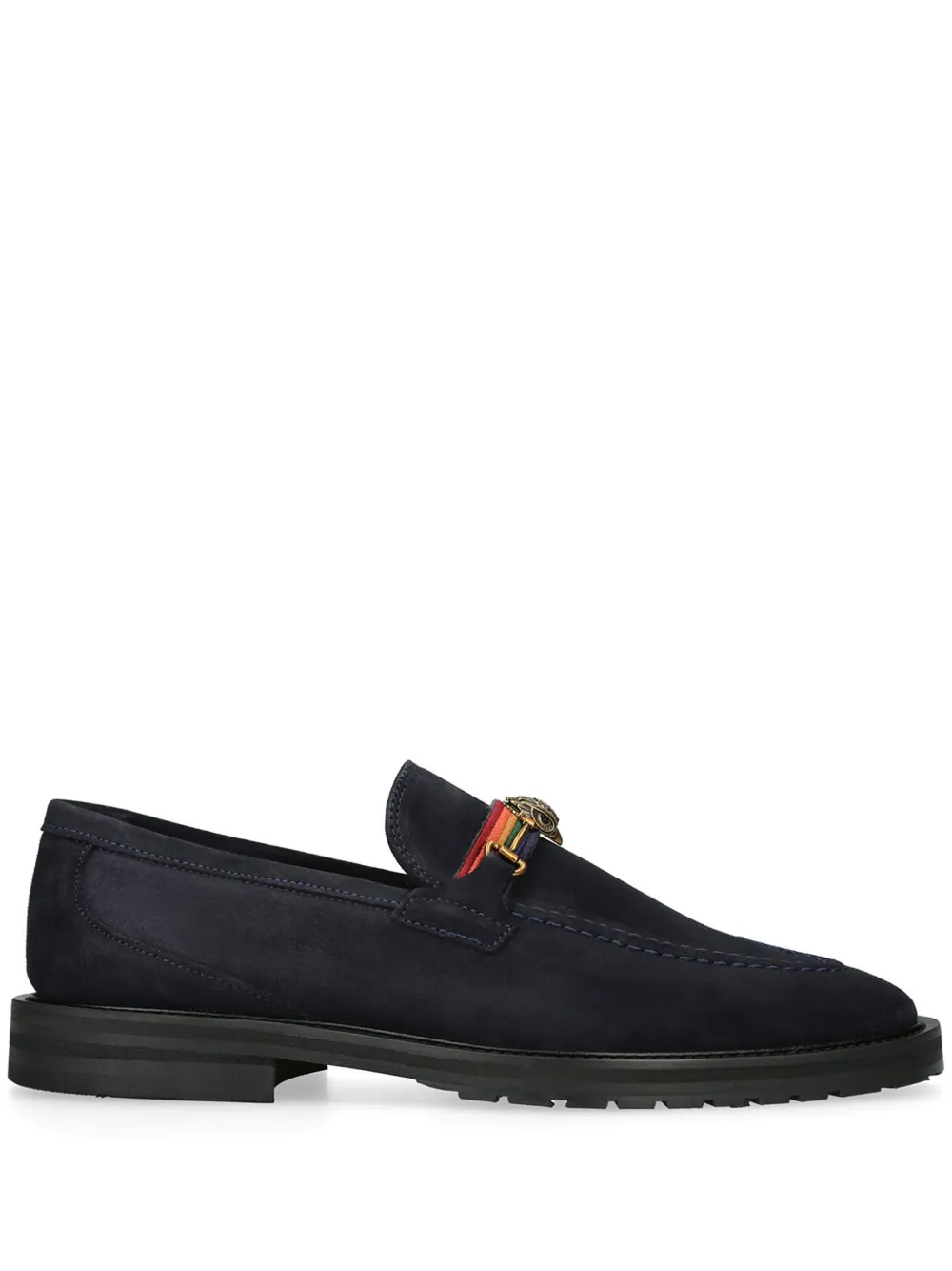 Kurt Geiger London Mens Navy Bates Eagle Head-embellished Suede Loafers In Blue