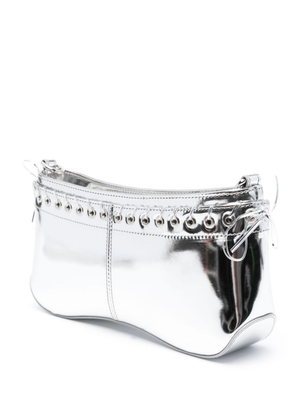 Shop Ludovic De Saint Sernin The Cleavage Mirrored Leather Bag In Silver