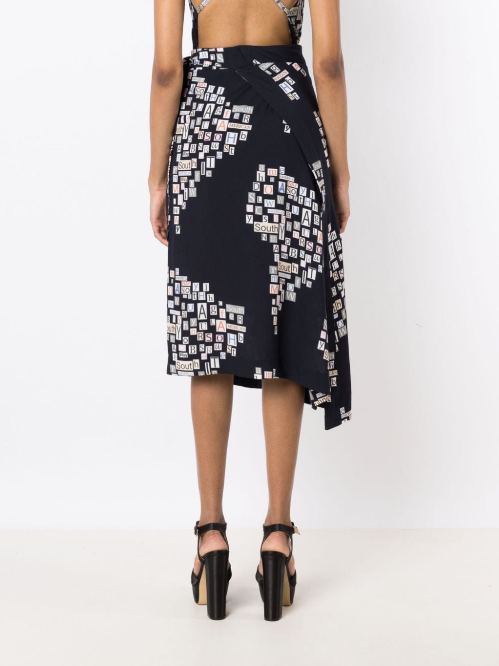 Shop Amir Slama Text-print Wrap Skirt In Black