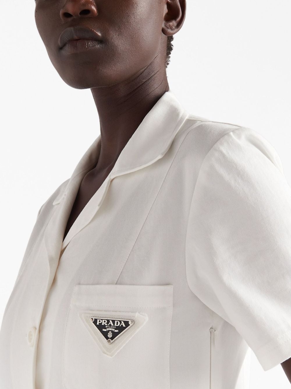 Shop Prada Triangle-logo Gabardine Maxi Dress In White