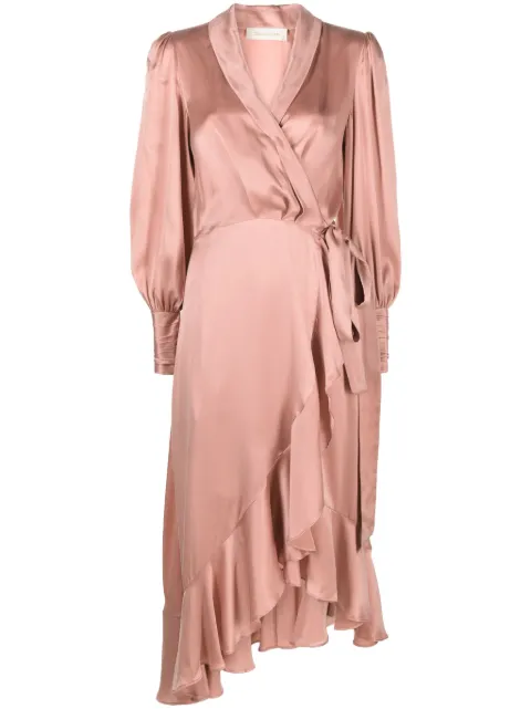 ZIMMERMANN vestido de seda midi con diseño cruzado