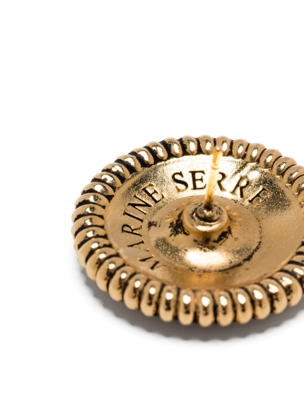 Shop Marine Serre Regenerated Buttons Stud Earrings In Gold