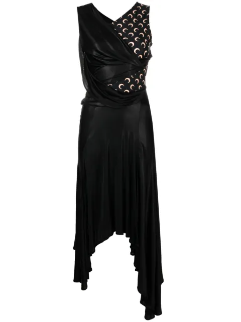 Marine Serre Crescent Moon-print asymmetric dress WDR243RJER0015 - 0