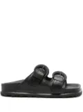 Marine Serre monogram-embossed leather slides - Black