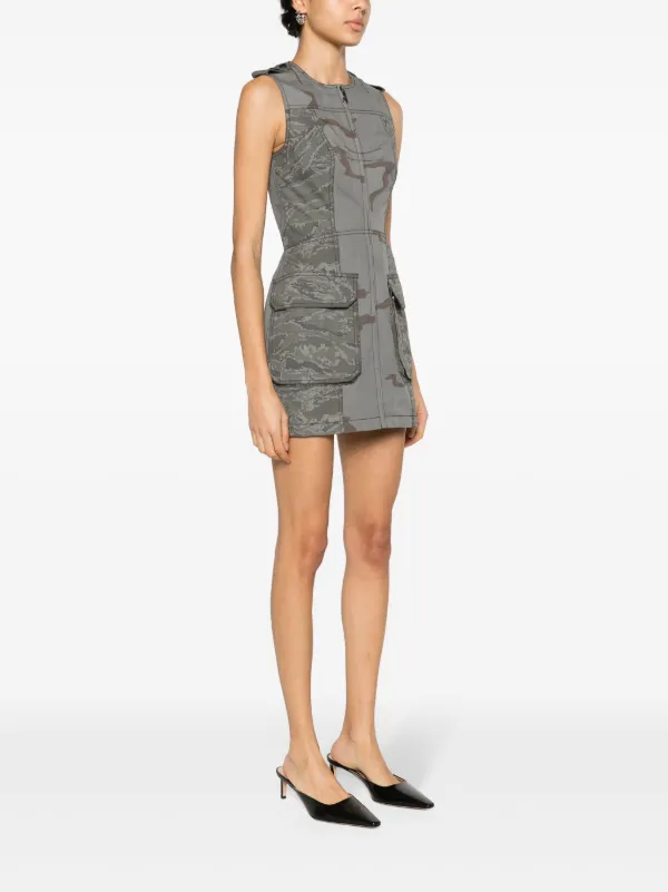 Marine Serre Regenerated Camouflage Mini Dress | Grey | FARFETCH