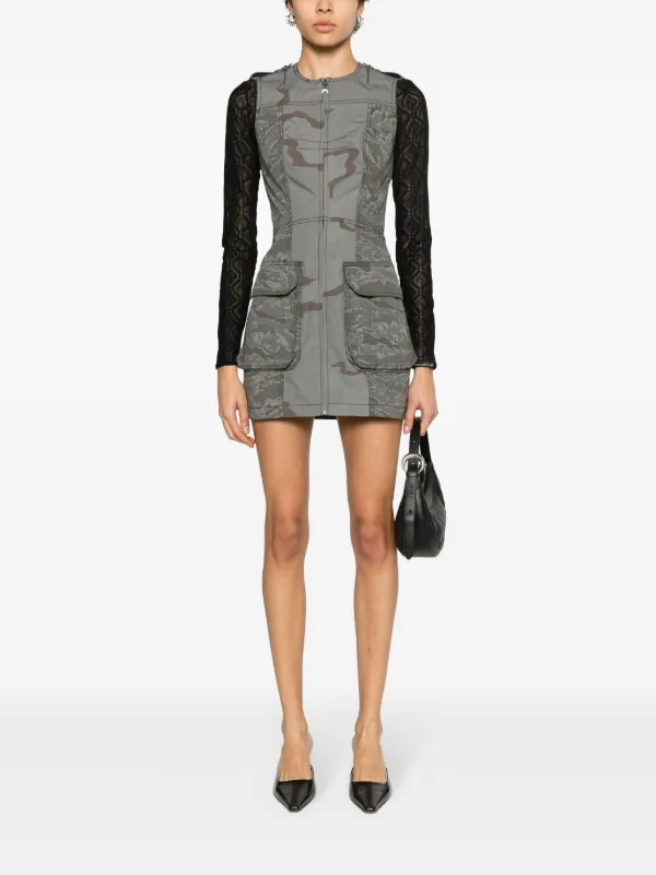 Marine Serre Regenerated Camouflage Mini Dress | Grey | FARFETCH