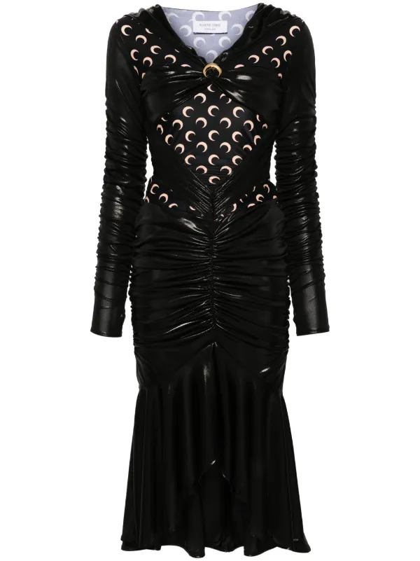 marine serre midi dress Marine Serre Lace-insert Cut-out Midi Dress