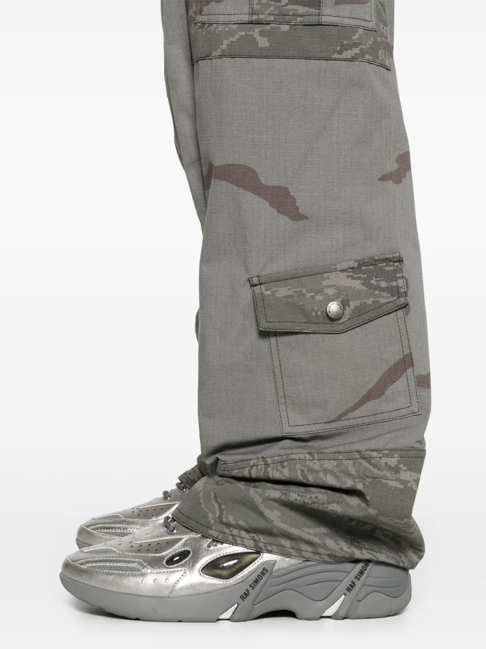 Marine Serre Regenerated Camo Cargo Trousers In Grey
