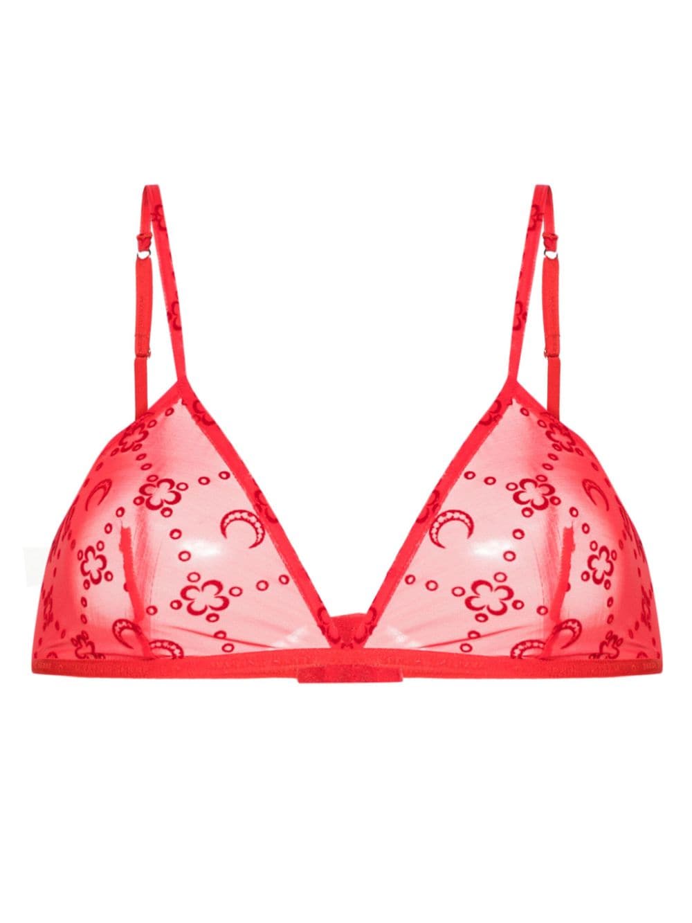 Marine Serre Moonogram-flocked mesh bralette - Rosso