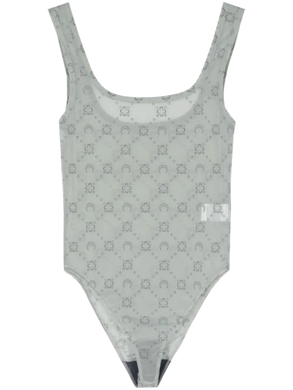 Marine Serre Moonogram Flocked Mesh Bodysuit In Grey
