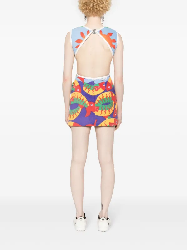 Marine Serre Beach print-jacquard Mini Dress | Green | FARFETCH