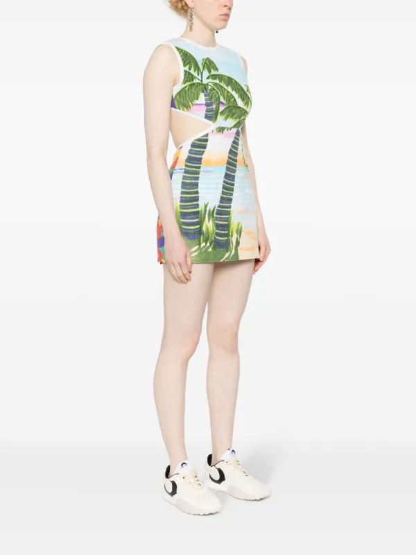 Marine Serre Beach print-jacquard Mini Dress | Green | FARFETCH
