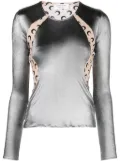 Marine Serre Crescent Moon-panelled jersey top - Silver