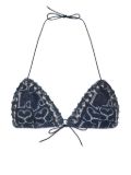 Ludovic de Saint Sernin lace-up denim bikini top - Blue