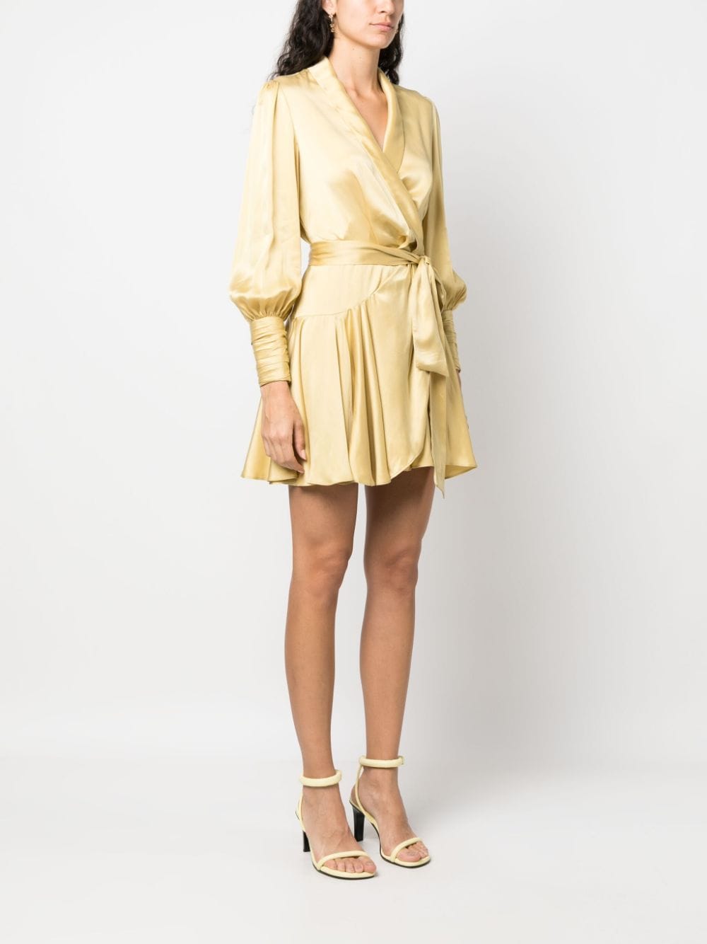 Shop Zimmermann Silk Wrap Minidress In Yellow