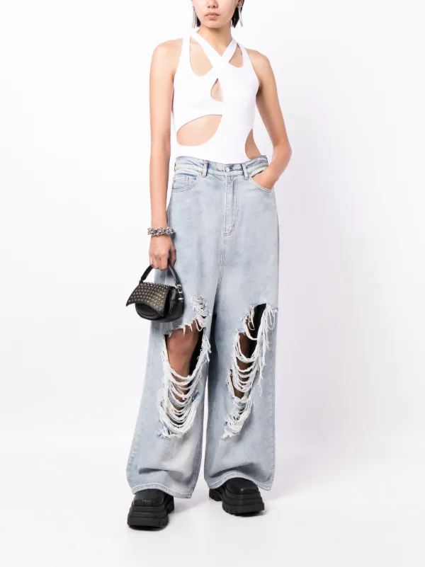 Natasha Zinko ダメージ ワイドジーンズ | ブルー | FARFETCH JP
