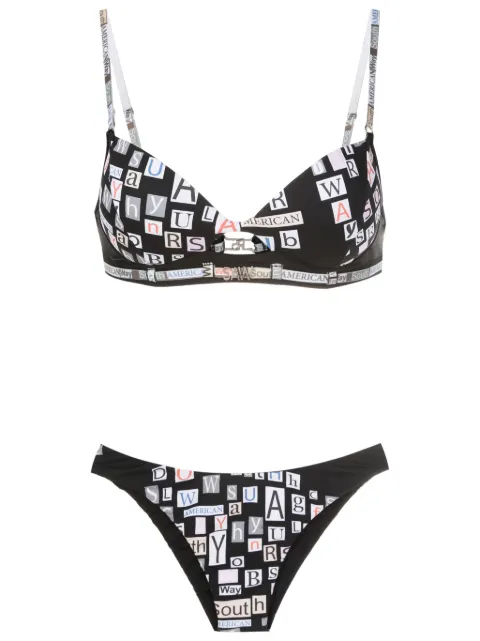 Amir Slama text-print cut-out bikini