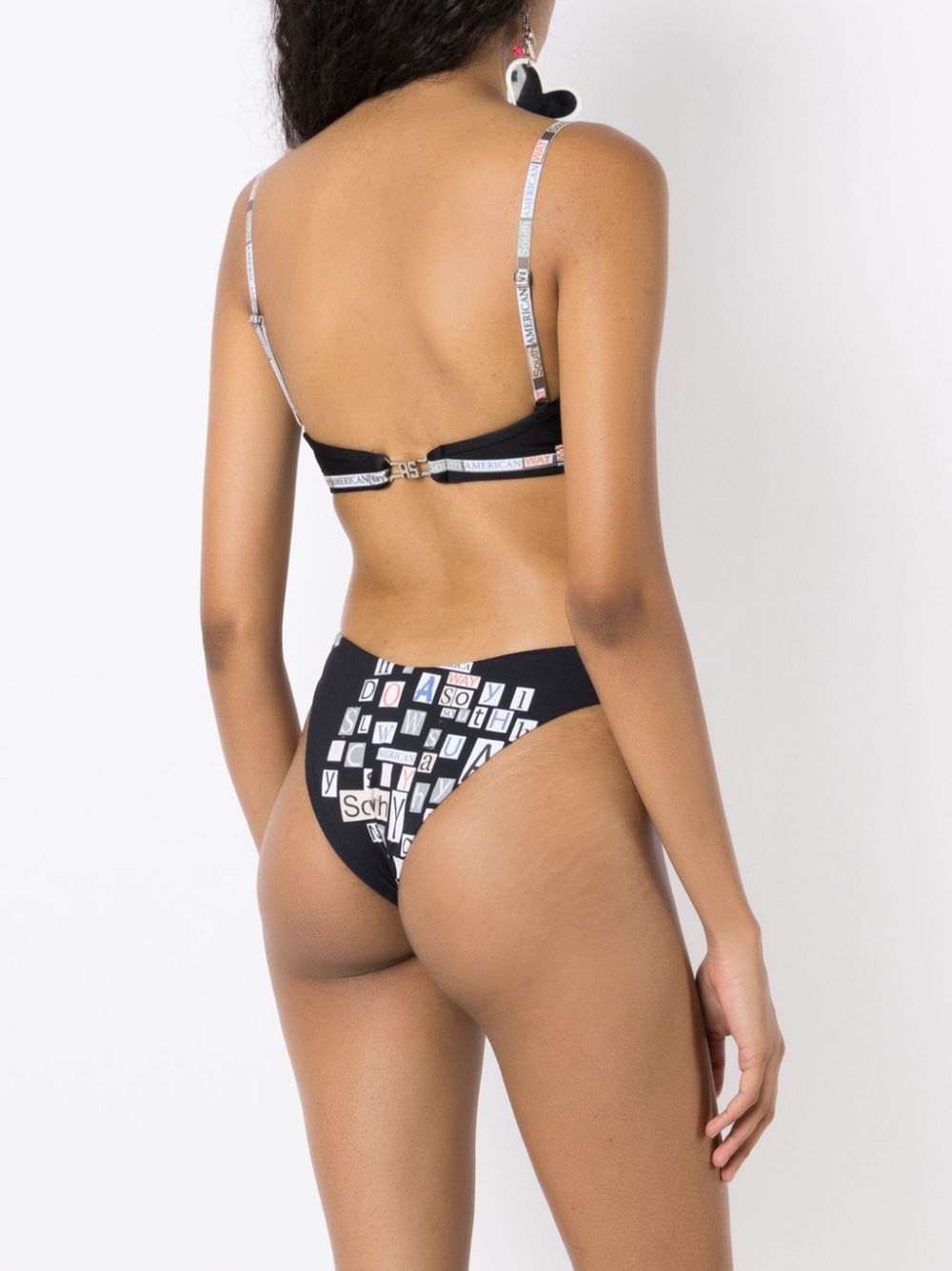 Shop Amir Slama Text-print Cut-out Bikini In Black