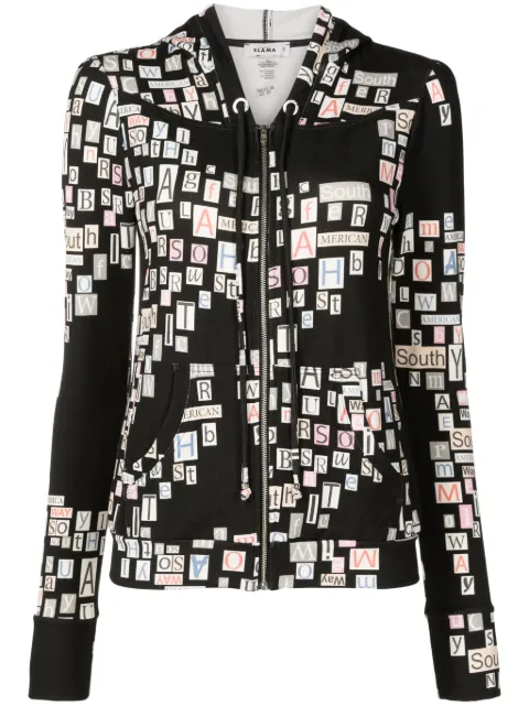 Amir Slama text-print zip-up hoodie