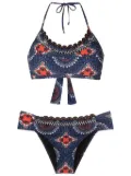 Amir Slama graphic-print bead-detailing bikini - Blue