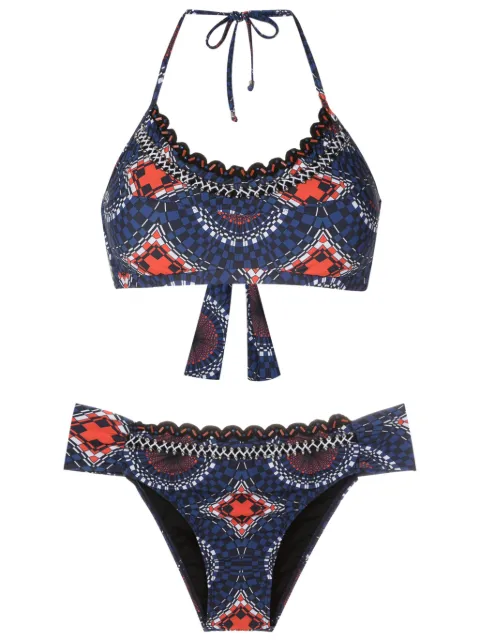 Amir Slama bikini con estampado gráfico y detalles de mostacillas
