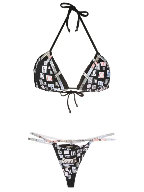 Amir Slama text-print triangle bikini