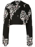 Amir Slama text-print cropped hoodie - Black