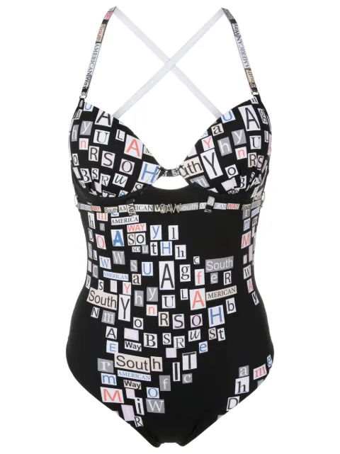 Amir Slama text-print swimsuit