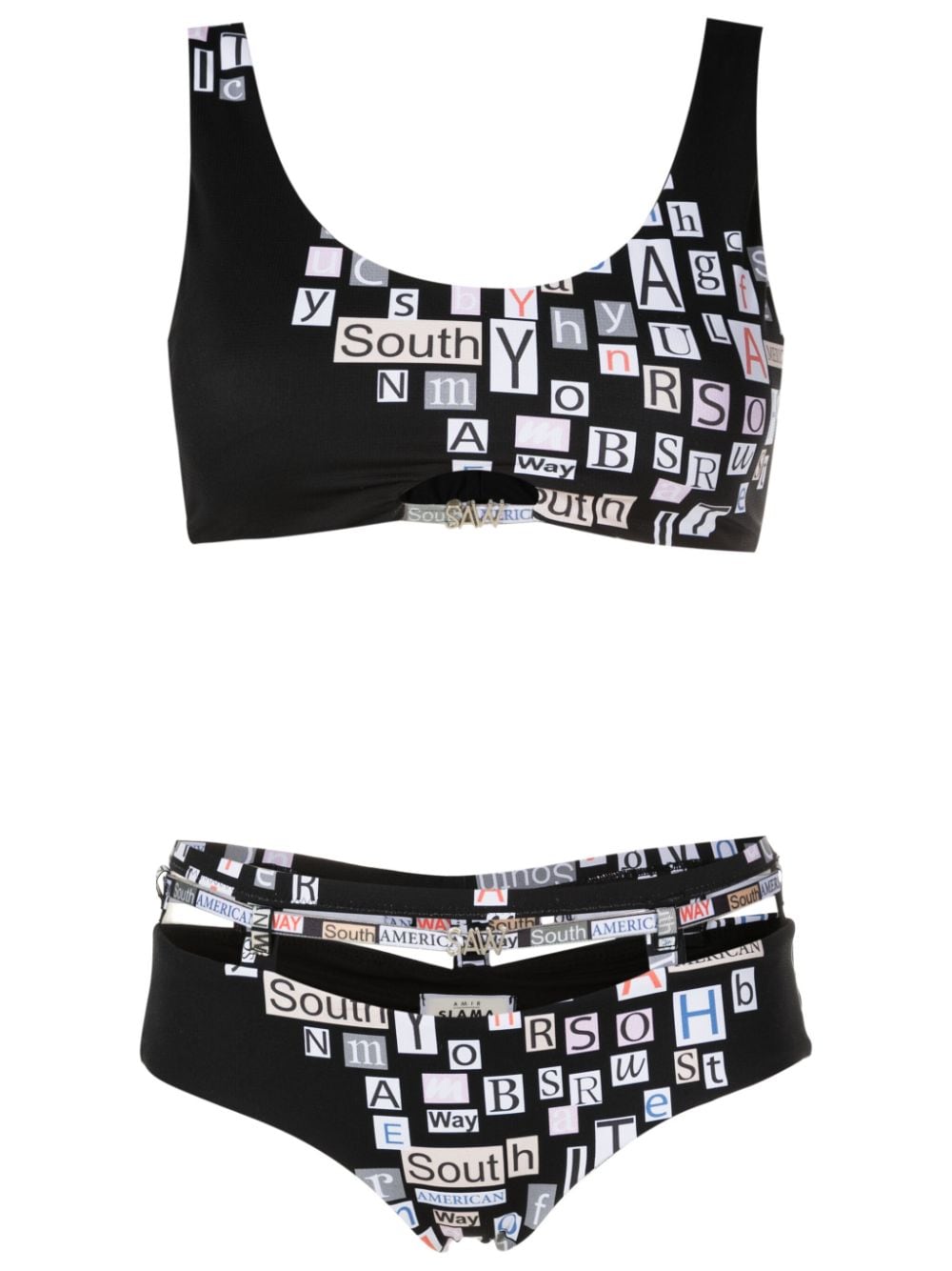 Amir Slama Bikini con stampa - Nero