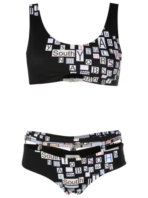 Amir Slama text-print strappy bikini