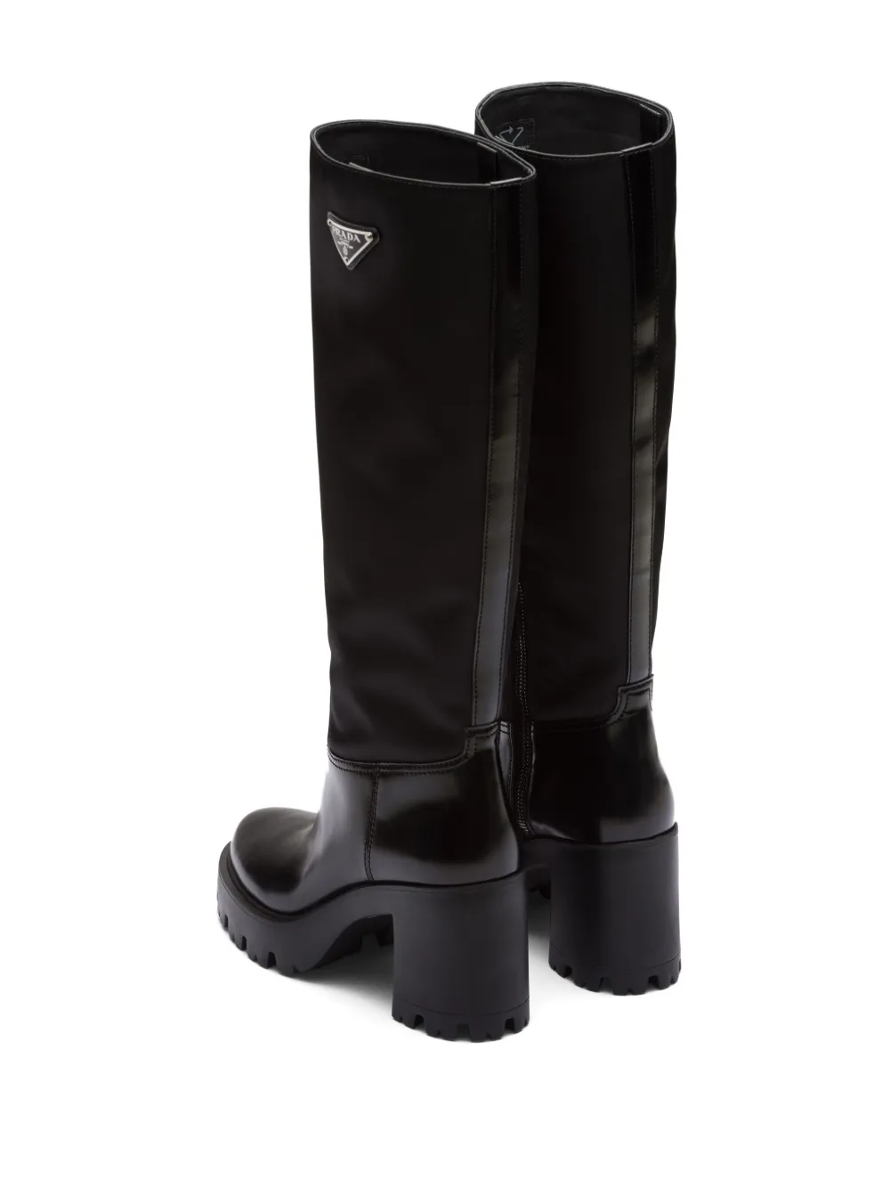 Shop Prada Re-nylon Knee-high Boots In Black