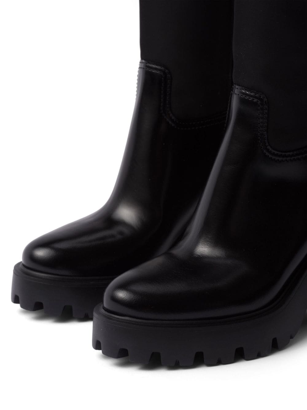 Shop Prada Re-nylon Knee-high Boots In Black