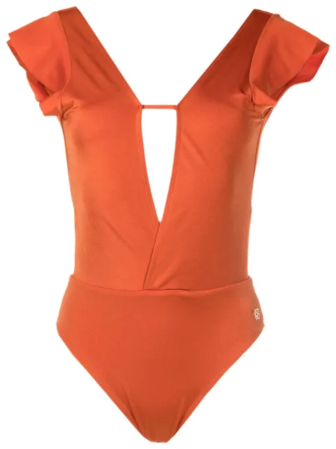 Brigitte short-sleeved open-back swimsuit 