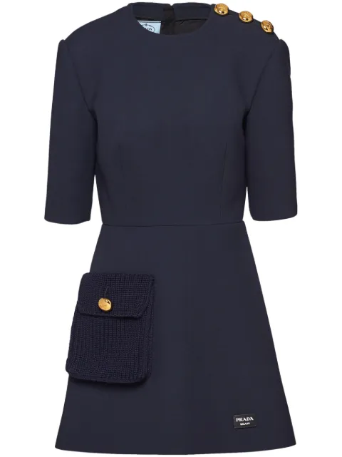 Prada Vestido evasê com detalhe de botão