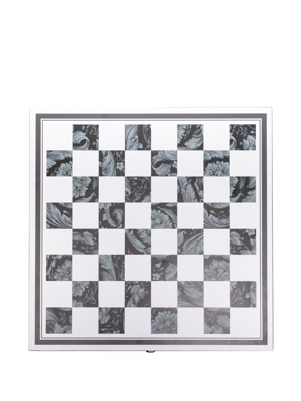 Versace Houten schaakset met Barocco print (41cm x 41cm) - Wit