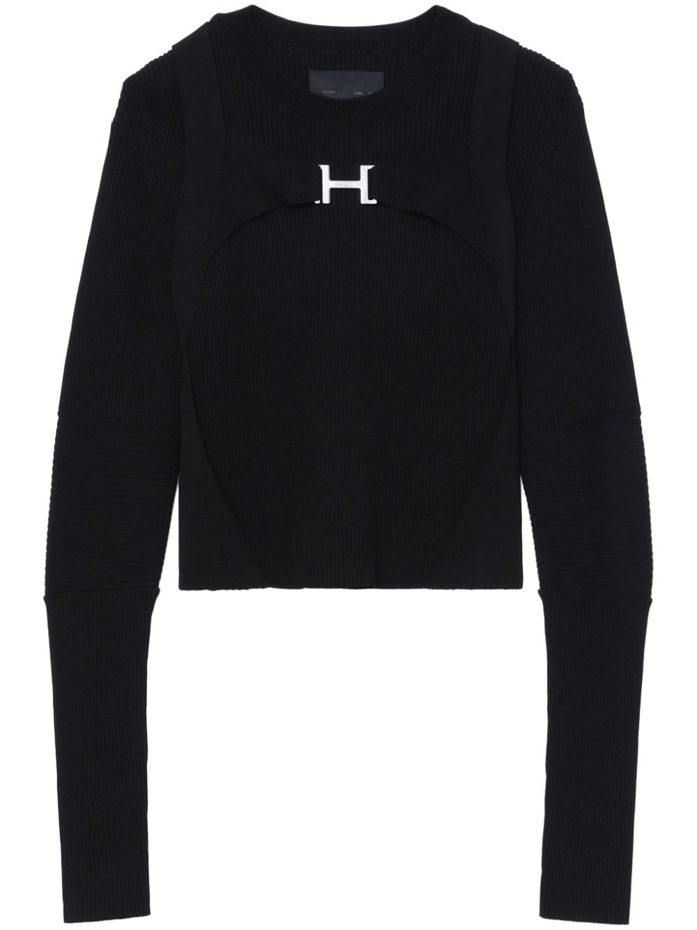 Heliot Emil Logo-print Panelled-design Jumper In Black