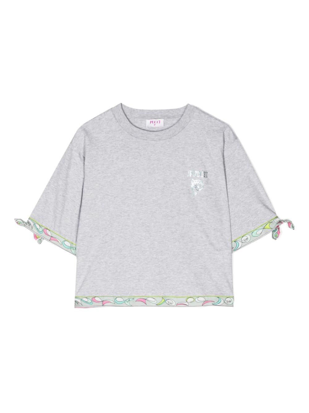 Pucci Junior Logo-print Cotton T-shirt In Grau