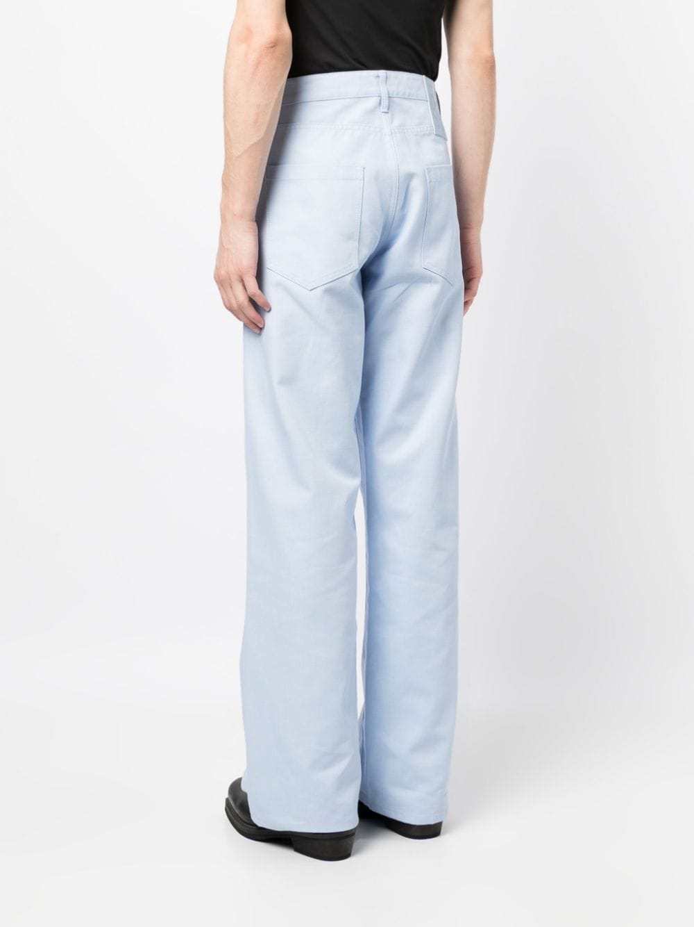 Shop Raf Simons Straight-leg Cotton Trousers In Blue
