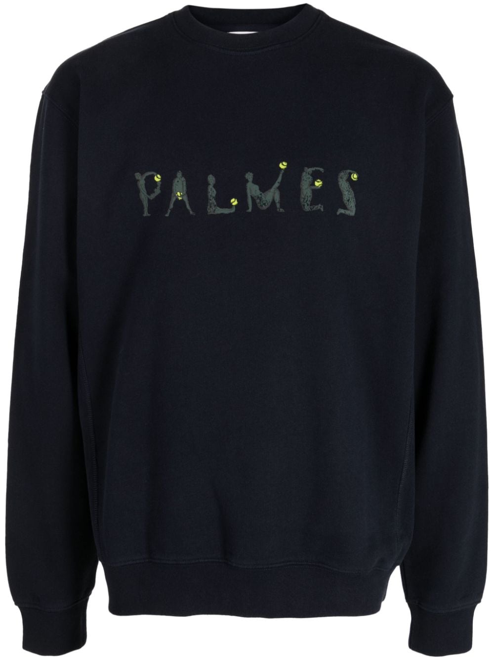 Palmes Letters Organic Cotton Jumper In Blue