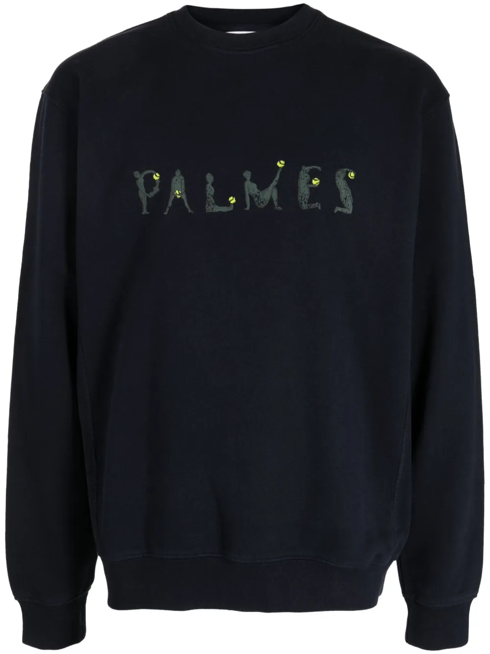 Palmes Letters Organic Cotton Jumper In Blue