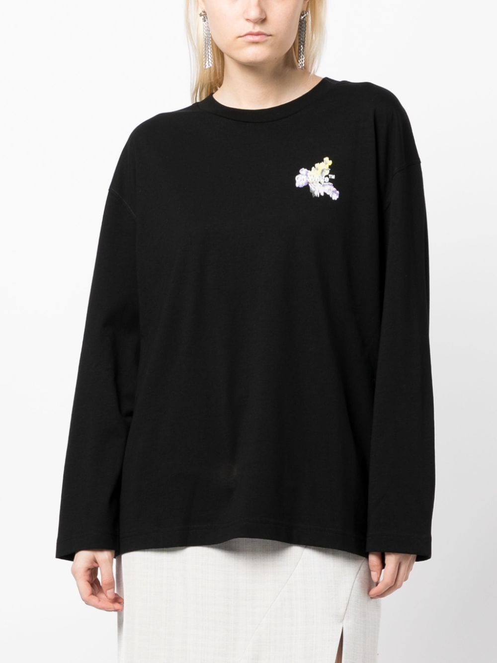 Shop Off-white Flower Arrow Cotton Sweatshirt In Black