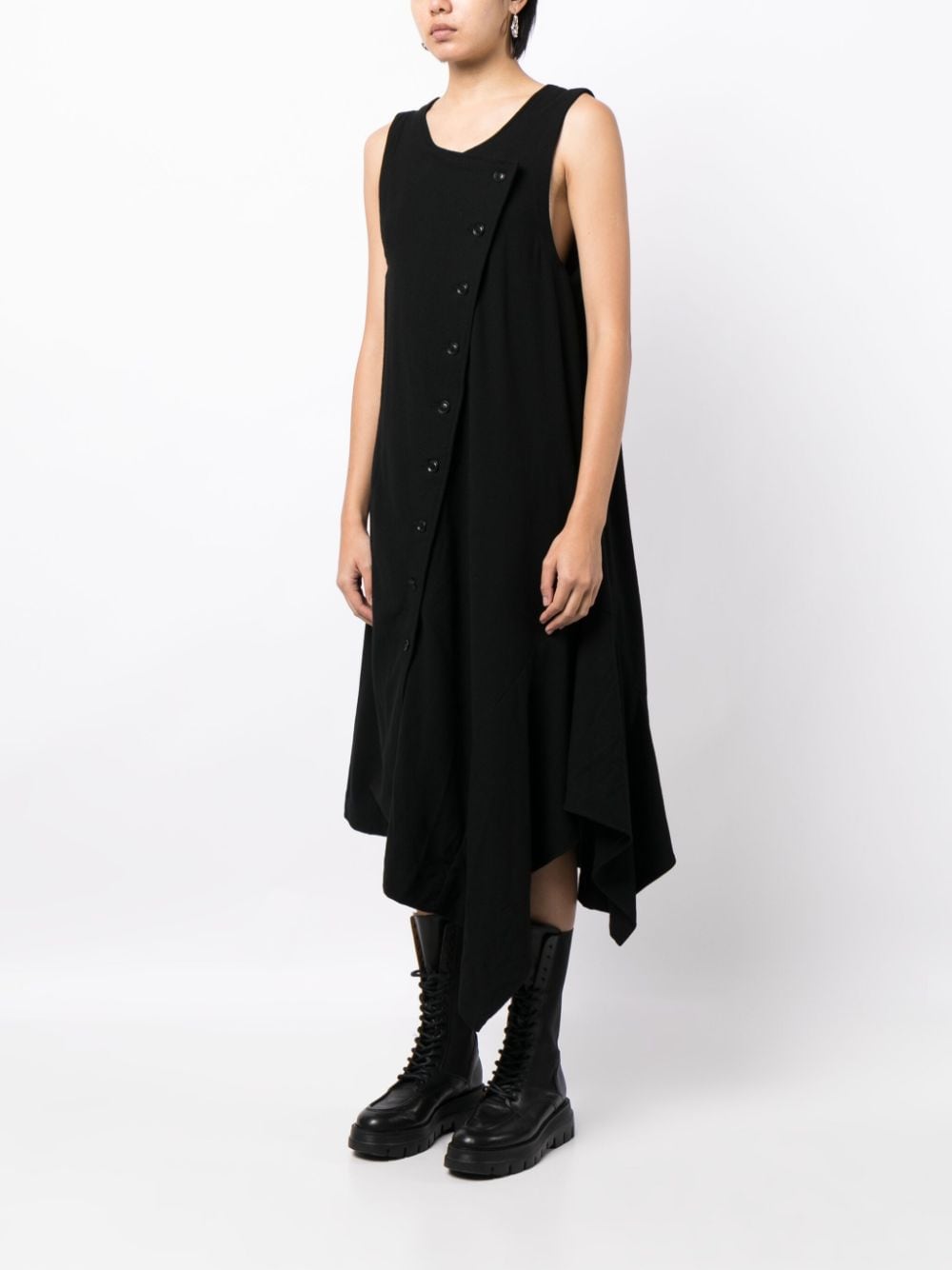 Shop Y's Asymmetric-design Wool Dress In Schwarz