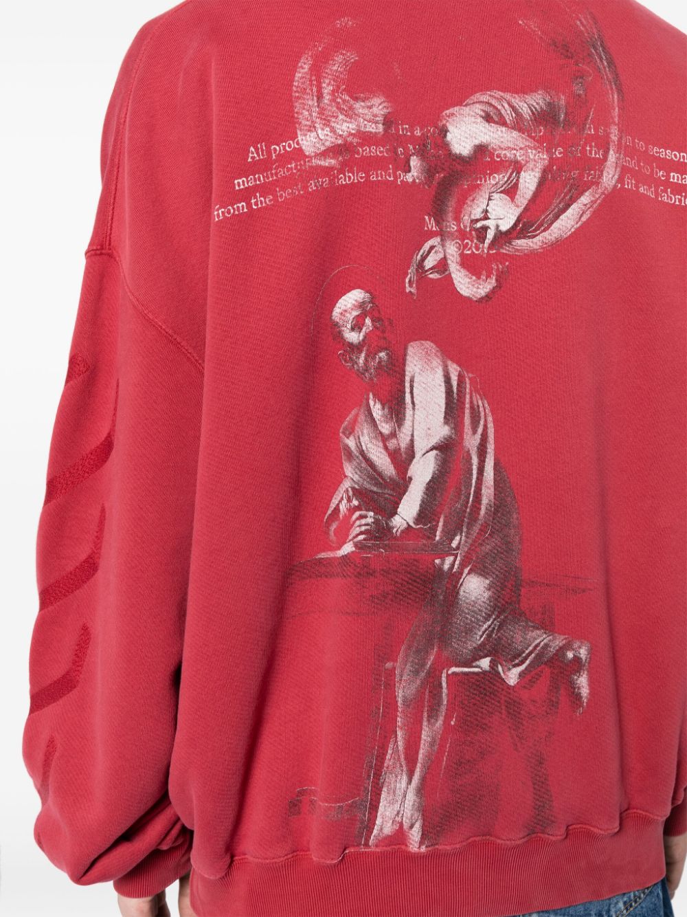 Shop Off-white Saint Matthew-print Cotton Sweatshirt In Red
